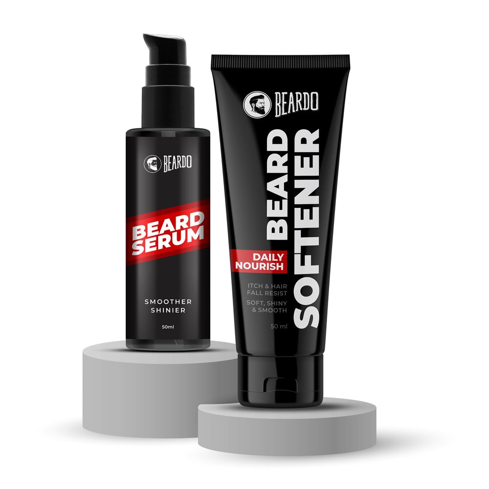 Beardo Beard Softening Combo Beard Serum & Softener | Smooth, Frizz-Free & Shiny Beard | Lightweight, Non-Sticky Formula for Healthy Beard Pack of 2