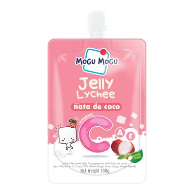 Mogu Mogu Jelly Lychee with Nata De Coco 150g | Premium & Chewy Fruit Juice Pouch | Imported from Thailand