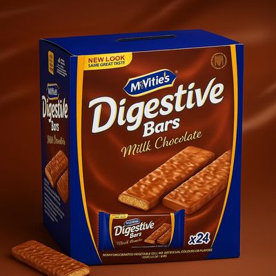 McVities Digestives Milk Chocolate Flavour Bars  24 x 30g Individually Wrapped Snack Bars (Imported)
