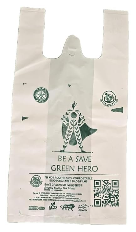 Save GreenEco Shopping Grocery Bags Medium Biodegradable Carry Bags for food,fruits and Vegetable packing Cover (Pack of 65 Bags Small Size)
