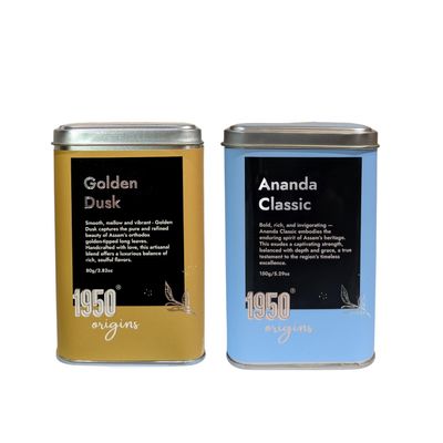 1950 Origins Premium Black Tea | Assam Tea | Ananda Classic CTC 150g and Golden Dusk Leaf 80g | Orthodox Whole Long Leaf And CTC Loose Leaves Tea | Chaipatti | Combo Pack of 2