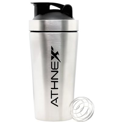 Athnex 750ml Steel Shaker Bottle | 304 Stainless Steel, Leakproof & BPA-Free | Blender Ball & Measurement Markings | Protein Shaker for Gym, Fitness, Athletes & Pre-Workout Mixing