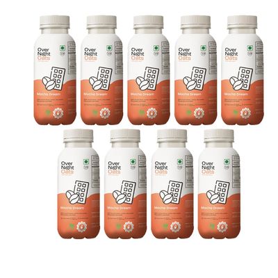Overnight Oats with Vegan Protein | High Protein Oats Breakfast with Dietary Fibre | Just Add Milk | Ready in Minutes | No Preservatives | Mocha (Pack of 9, 50g Each)