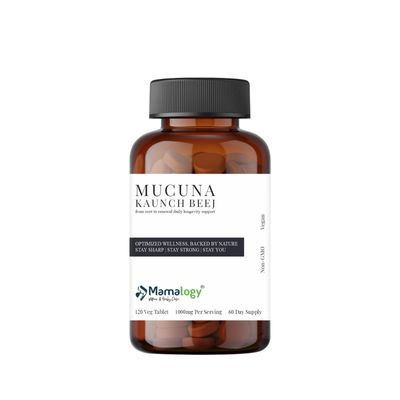 Mamalogy Mucuna Kaunch Beej 120 Tablets 500mg | Ayurvedic Reproductive Health Support | For Men & Women | Supports Brain Health, Mood & Energy | Boosts Vitality & Stamina | Plant-Based & Gluten-Free