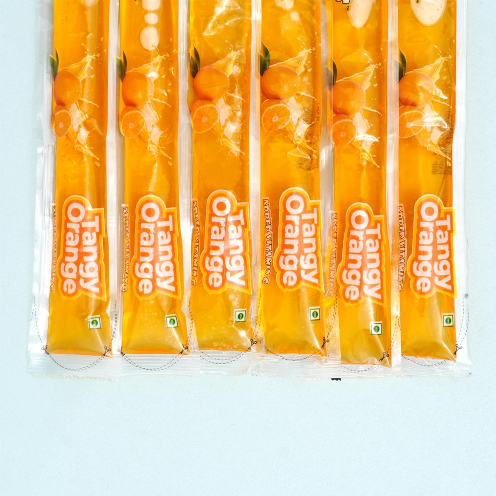 ICY POPPS Edible Ice Pops | Refreshing Flavour of Tangy Orange | Gluten-Free with Added Vitamin C | Frozen Treat for Kids | Pack of 24