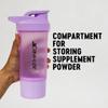 Athnex 400ml Protein Shaker Bottle with Compartment | BPA-Free Plastic | Leakproof with Blender Ball | Gym Water Bottle with Supplement Storage (purple) view 3