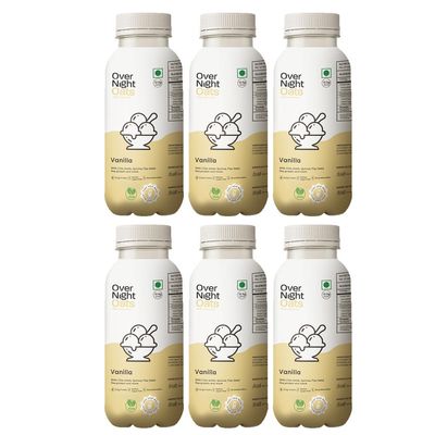 Overnight Oats with Vegan Protein | High Protein Oats Breakfast with Dietary Fibre | Just Add Milk | Ready in Minutes | No Preservatives | Vanilla (Pack of 6, 50g Each)
