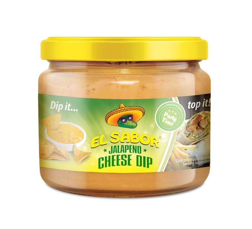 El Sabor Jalapeno Cheese Dip 300g | Creamy Cheddar Cheese with a Spicy Kick | Perfect Dip for Nachos, Fries & Tacos | Ready to Serve | Party Time Favourite