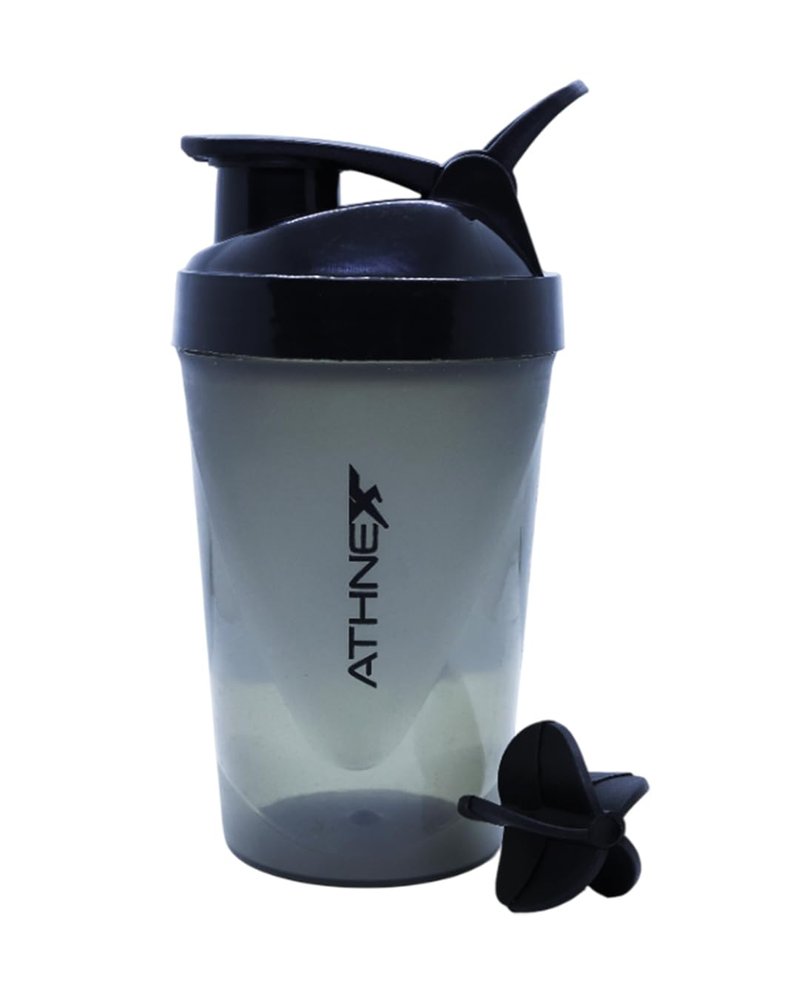 Athnex 500ml Protein Shaker Bottle | BPA-Free, Leakproof with Mixer Ball & Adjustable Carry Loop | Compact & Durable Gym Sipper for Fitness & Travel (Black)