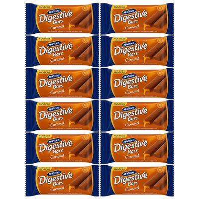 McVities Digestives Caramel Flavour Bars 12 x 30g Individually Wrapped Biscuit Bars 720g (Imported)