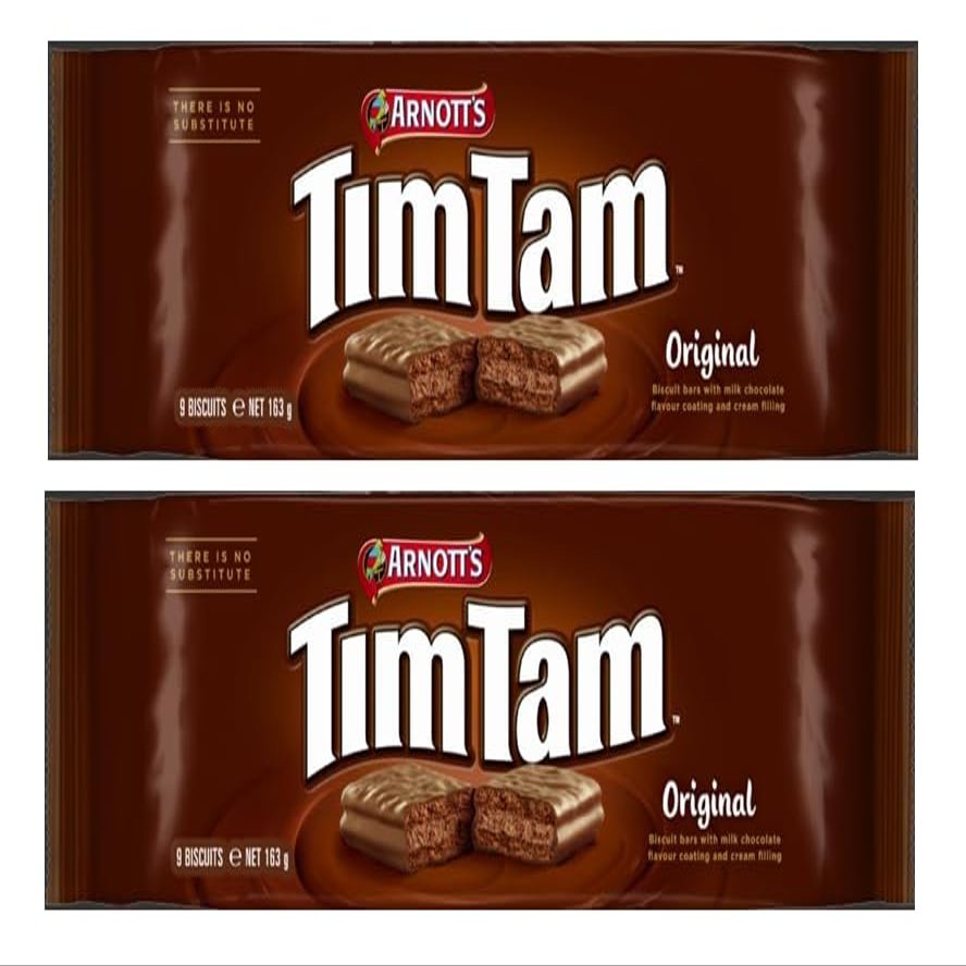 Arnotts Timtam Original Biscuit A Combination Of Smooth Chocolaty Coating,Crunchy Biscuits And A Luscious Velvety Centre 163gm Each Pack of 2 (Australia)