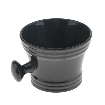 ATORSE Black PVC Men's Shaving Mug Bowl Barber Beard Shave Brush Soap Mug Cup