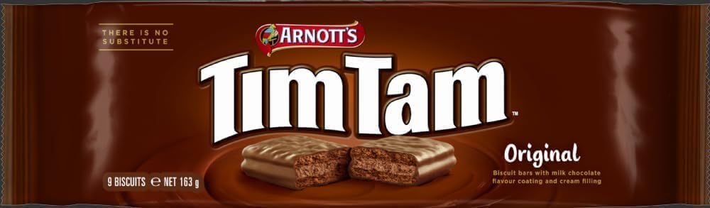 Arnotts TimTam Original Biscuits  Iconic Australian Chocolate Biscuit Bars with Milk Chocolate Coating & Cream Centre, 163g (Imported)