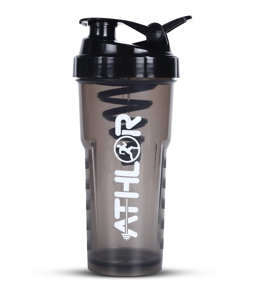 Athlor Shaker for Gym Leak-Proof Lid & Cap, 700ml BPA-Free Food Grade Protein Shaker Bottle, Gym Shaker for Men & Women, Gym Protein Shaker Bottle, Shaker Bottles, Color: Black