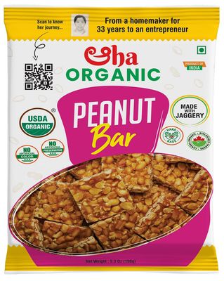 ORGANIC AAHA SNACKS Peanut Chikki | USDA Organic South Indian Snack | Crunchy & Non-Greasy | Made with Cold-Pressed Peanut Oil | No Palm Oil, Preservatives or Additives | 100% Clean Label - Pack Of 2