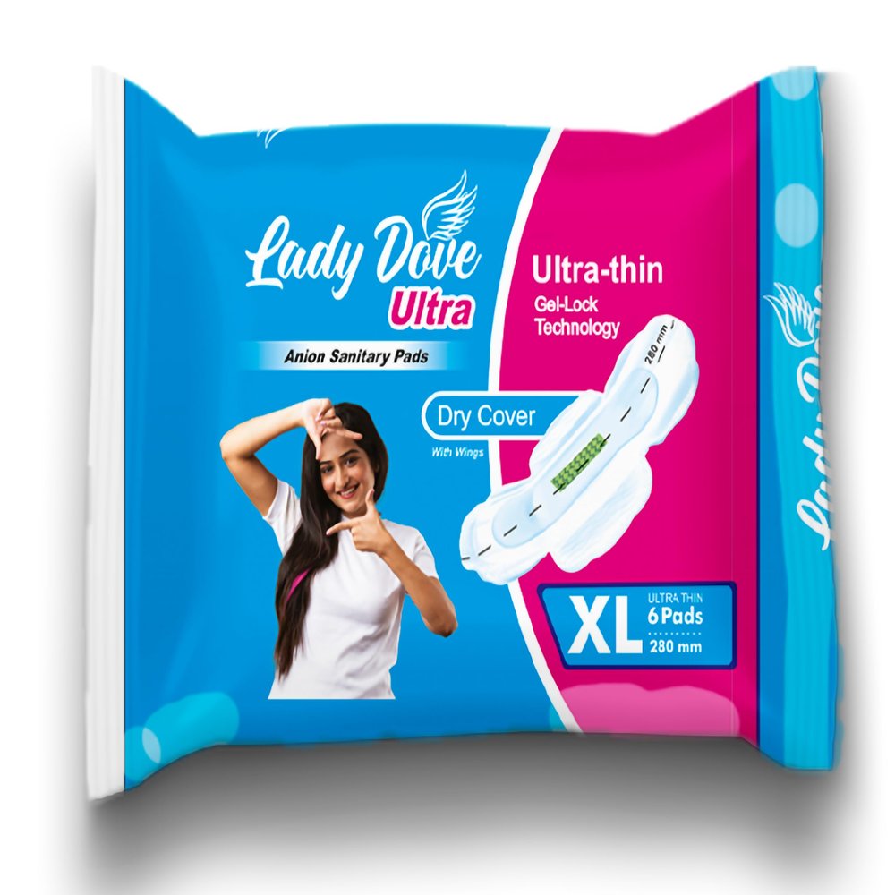 Lady Dove Ultra-Thin Dry Comfort Sanitary Pads for Women | 280mm XL Size | Heavy Flow Protection with Odor Control | 36 Pads