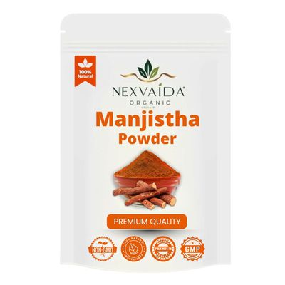 NEXVAIDA Organic Manjistha Powder (100 Grams) 100% Pure & Natural Rubia Cordifolia | Dried Ayurvedic Herb for Skin Glow, Detox,Joint & Immune Support