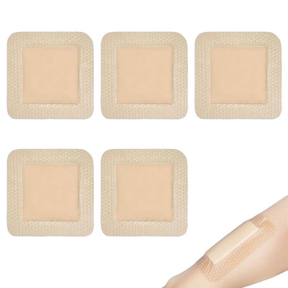 5Pcs Bed Sore Dressing, Waterproof and Sterile Adhesive Dressing for Bedridden Patient, 7.5x7.5cm Foam Dressing Pads for Wounds, Skin-Friendly Dressing
