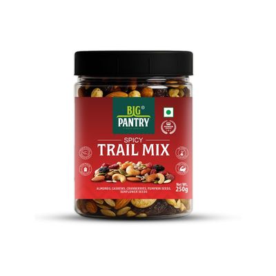 Big Pantry DRY FRUITS & SEEDS SPICY TRAIL MIX - 250g |Spicy Masala | Almond, Cashew, Cranberry, Black & Red Raisin, Pumpkin, Sunflower & Watermelon Seeds | 8 Superfood in 1 Mix | Pack of 1