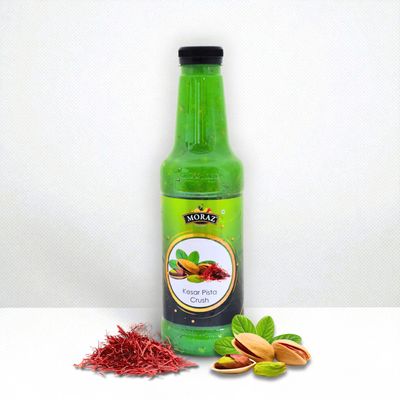 Moraz Kesar Pista Crush Premium Saffron, Almond & Pistachio Syrup for Milkshakes, Desserts & Traditional Indian Drinks  Rich & Aromatic (750 ml)