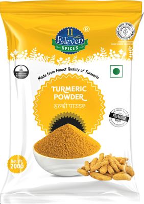 11 ELEVEN SPICES Turmeric Powder | Pure Natural Antioxidant with High Curcumin | No Added Flavours and Colours | Haldi Powder for Cooking, Immunity Booster & Skincare (200 gm)