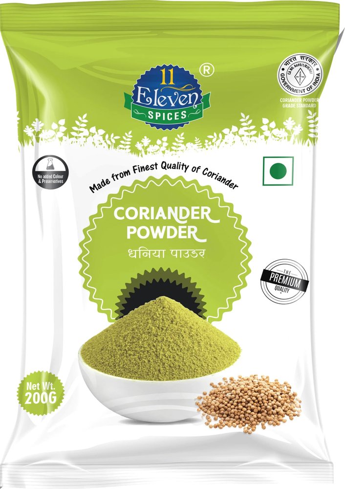 11 ELEVEN SPICES Coriander Powder | Finely Ground & Aromatic Dhaniya/Dhania Powder for Flavorful Cooking | No Added Flavours and Colours | Ideal for Curries, Gravies, Masala Blends, Marinades & Everyday Indian Cooking (200 gm)