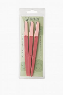Farmfox Blink & Glow Reusable Face Razor for Women (Pack of 3) Facial, Chin & Upper Lip Hair Removal, Eyebrow Shaper & Dermaplaning Tool Pastel Colors (Pastel Pink, Blue, Lavende)