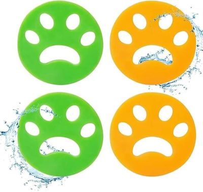 Lovelyduo 4 Pack Washing Machine Hair Remover Balls Reusable Silicone Pet Fur & Lint Catcher for Laundry, Floating Hair Removal Device for Dogs & Cats Clothes Dryer & Washer (Green & Orange)