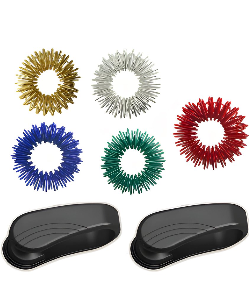 7-Piece sugar control acupressure clip, acupressure rings for fingersSet for Migraine Relief and Blood Sugar Management, Portable Finger Massager for Diabetes Care,