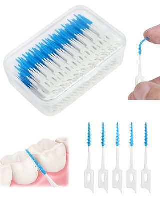 QUIRA Interdental Brush, silicone Head Safe Interdental Brush for Teeth, Portable Plaque Removal with Tooth Floss Sticks for Oral Care Brush (30pc)