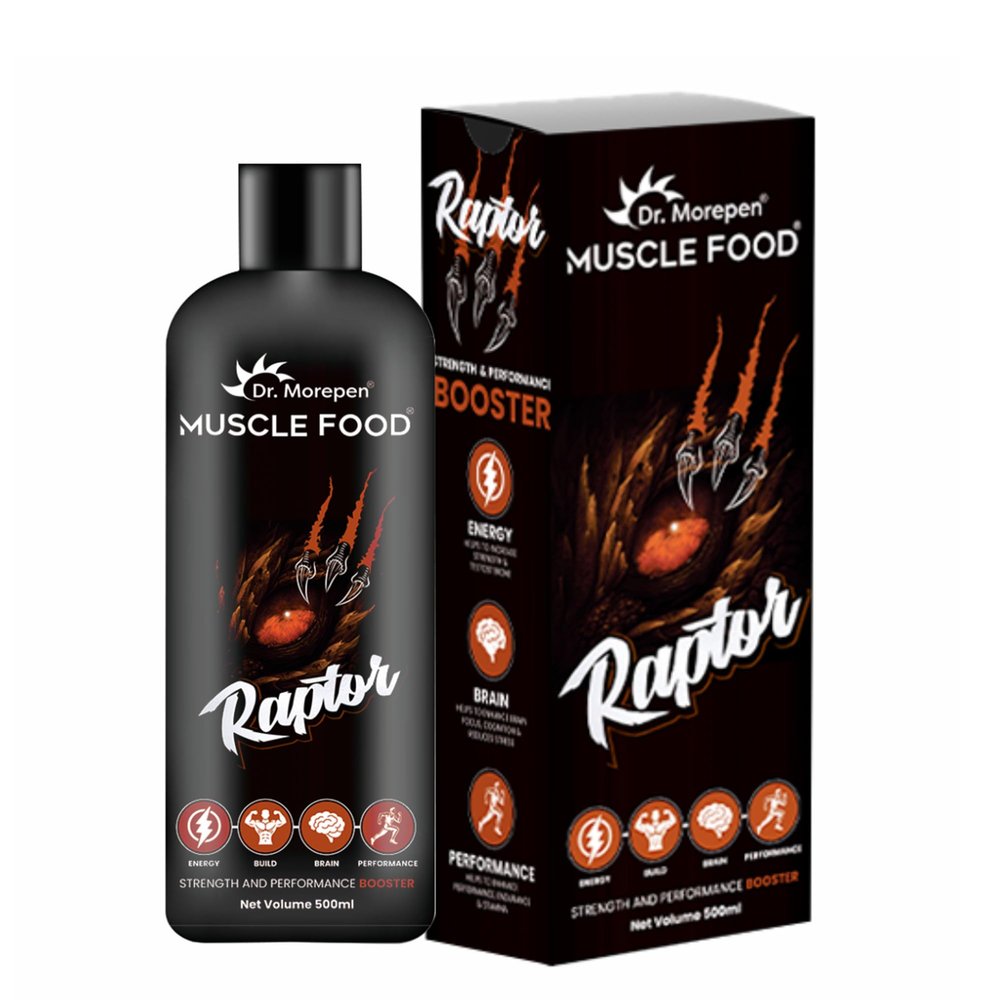 Dr. Morepen Muscle Food Raptor for Men 500ML | Ayurvedic Strength & Energy Support | Shilajit, Ashwagandha, Safed Musli, Gokhru, Arjun, Draksha & Honey | Helps Maintain Energy & Recovery