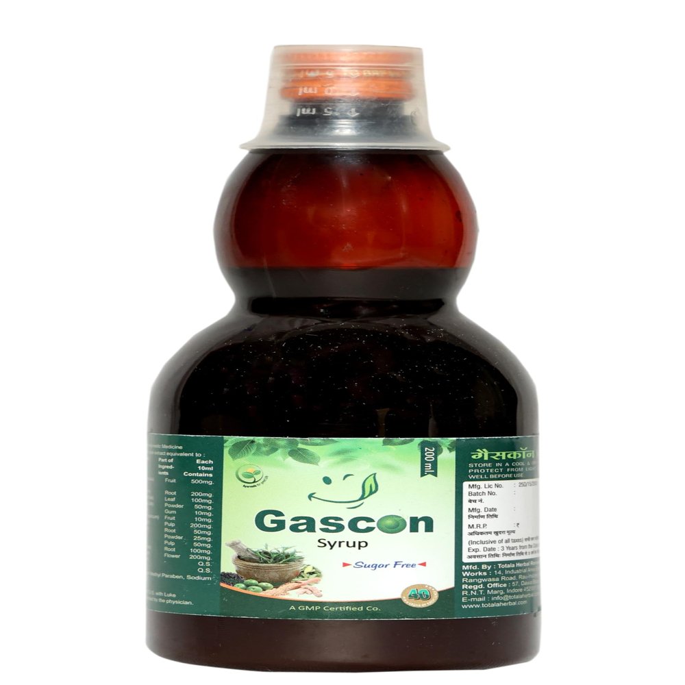 Dr. Totala's Gascon Ayurvedic Digestive Syrup 400 ML | Constipation Support | Flatulence Comfort | Gastric Balance | Digestive Ease | Daily Wellness | Gentle Home Use