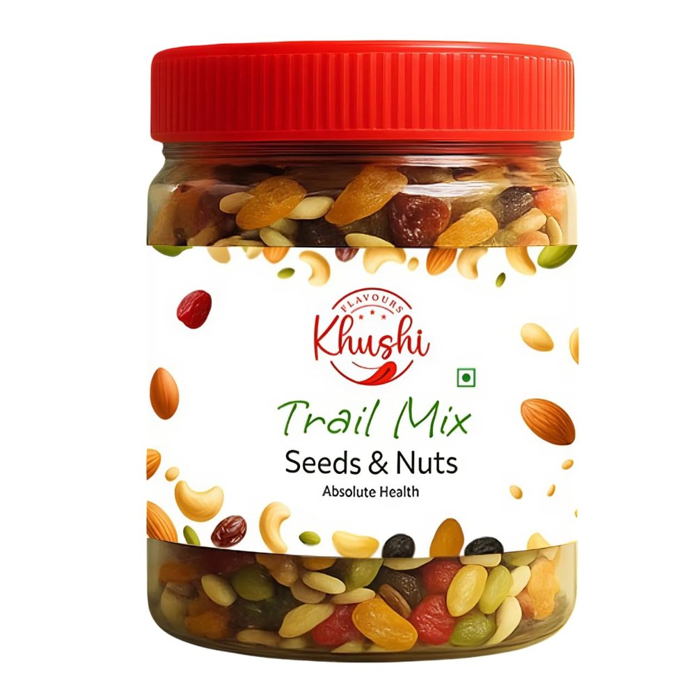 Khushi Trail Mix Seeds & Nuts, 300g, High Protein, Gluten Free, No Preservatives, Mix of Pumpkin, Watermelon & Sunflower Seeds, Almonds, Cashews, Dates & Dry Fruits