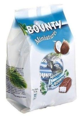 Bountys Miniature Chocolate Coconut Candy Bar, White and Blue Package 220g (From Netherlands)
