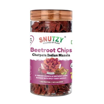 SNUTZY Beetroot Chips Chatpata Indian Masala | Crunchy Vegetable Chips Snack || Healthy & Guilt Free Snack (150g Pack)