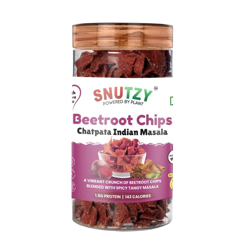SNUTZY Beetroot Chips Chatpata Indian Masala | Crunchy Vegetable Chips Snack || Healthy & Guilt Free Snack (150g Pack)