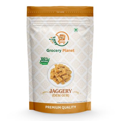 Grocery Planet Sugarcane Natural Jaggery | Chemical Free Jaggery Cubes| Desi Gud Gur 100% Pure |No Preservatives| Pack of (200gm)
