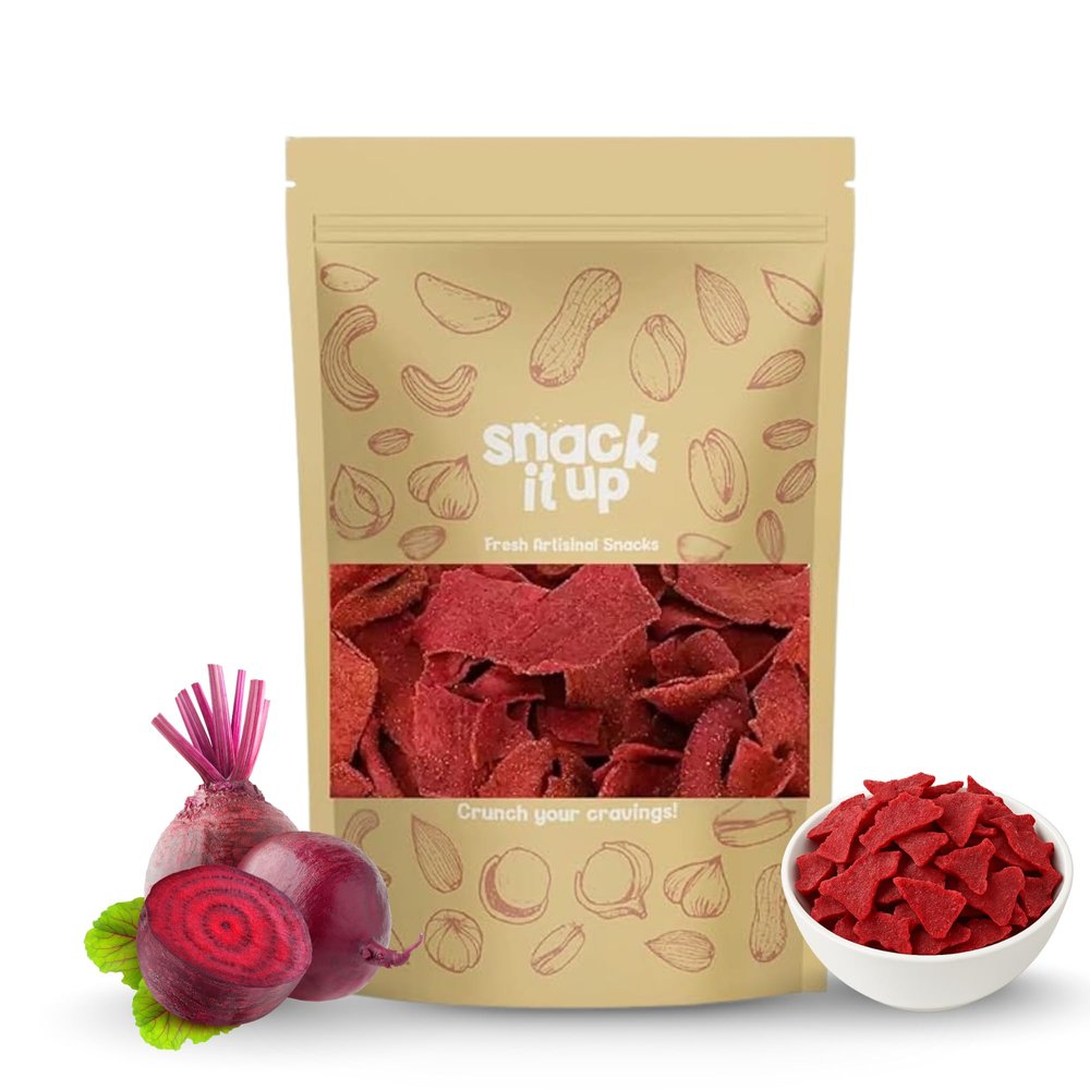 Snack It Up Beetroot Chips Crme & Onion Flavour | Healthy Air-Fried Vegetable Chips Made with Real Beetroot | Light & Crispy Snack | Vegan, Gluten Free, No Palm Oil, No Artificial Preservatives | Plant Based Healthy Snacks | 100 g Pack