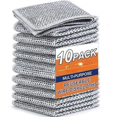 Gadget 360 Multipurpose Wire Dishwashing Rags, Non-Scratch Wire Dishcloth, Stainless Steel Scrubber, Pack of 10, Machine Washable
