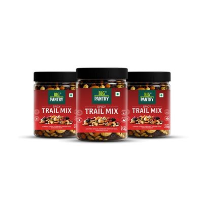 Big Pantry DRY FRUITS & SEEDS SPICY TRAIL MIX - 250g |Spicy Masala | Almond, Cashew, Cranberry, Black & Red Raisin, Pumpkin, Sunflower & Watermelon Seeds | 8 Superfood in 1 Mix | Pack of 3