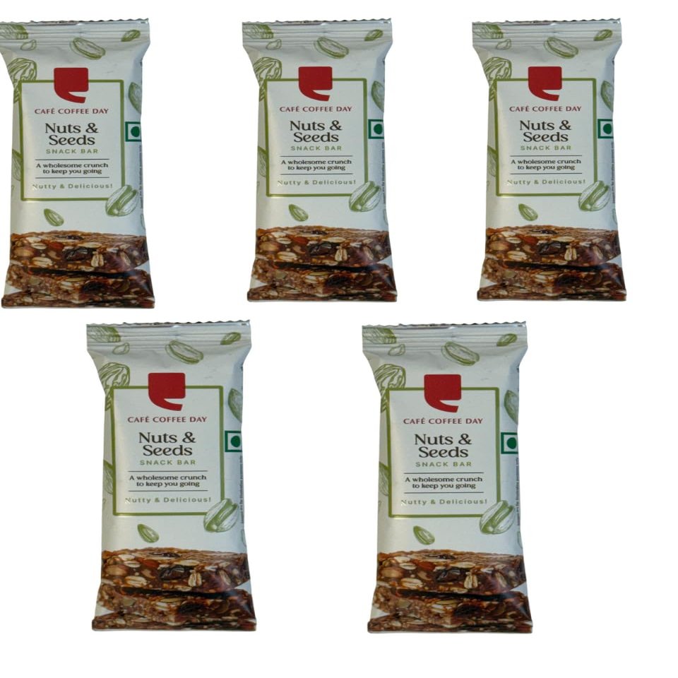 Cafe Coffee Day Healthy Snack Energy Bar (Pack of 5) Nutty & Delicious | 40% Dates | Wholesome Energy for Your Busy Day| Best for the energy