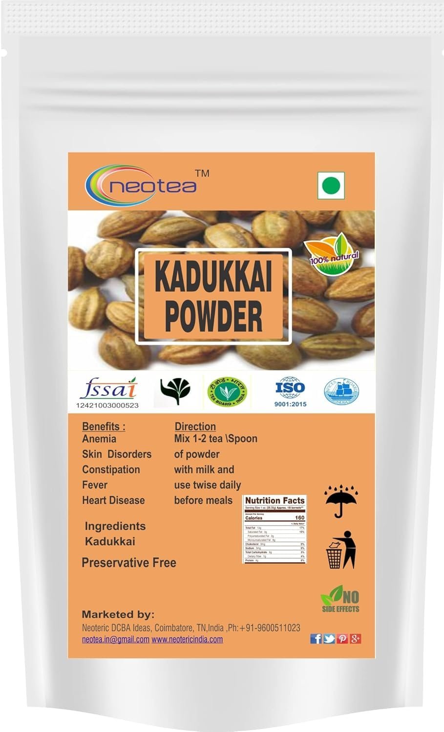 Neotea Harad/Haritaki Powder | Terminalia Chebula | Kadukkai Podi/Karakkaya Pudiyamu | 100% Pure & Natural | No Added Preservatives | Ayurvedic Herbal Supplement (200 GM)
