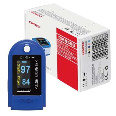 VSUREMED Pulse Oximeter Fingertip(CONTEC CMS 50 D), Blood Oxygen Meter Finger Oximeter Finger with Pulse, with Four Color TFT Screen Blue