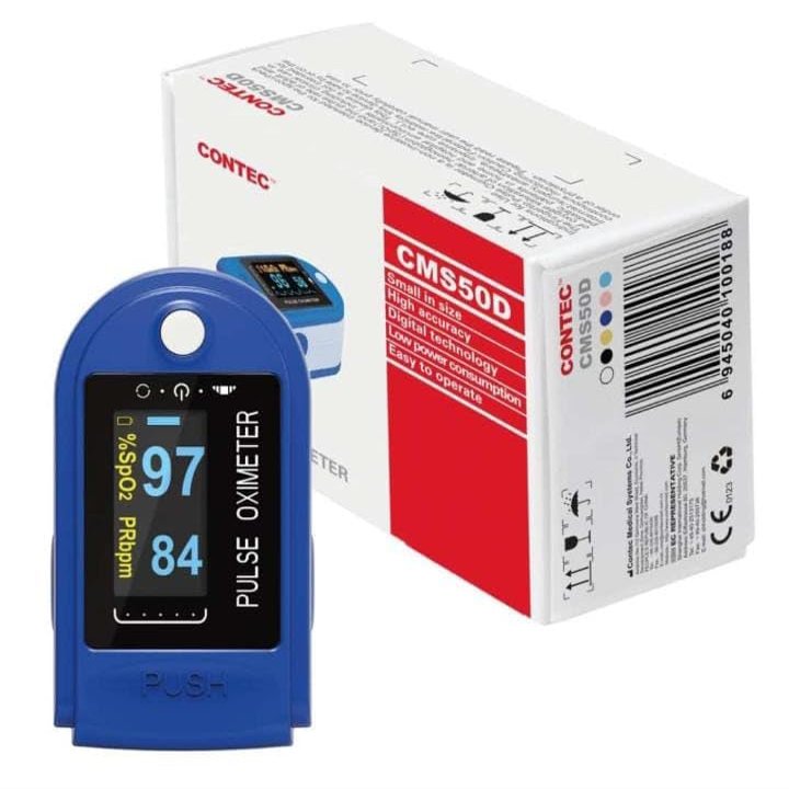 VSUREMED Pulse Oximeter Fingertip(CONTEC CMS 50 D), Blood Oxygen Meter Finger Oximeter Finger with Pulse, with Four Color TFT Screen Blue