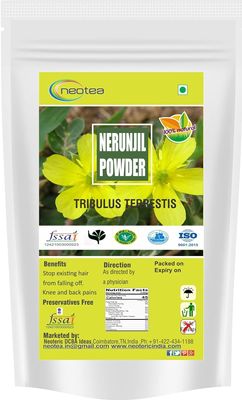 Neotea Gokhru Powder | Gokshura Tribulus Terrestris Palleru Nerunjil Powder | Natural Strength & Stamina Booster | 100% Pure & Natural | Non-GMO | No Added Preservatives or Additives (200 GM)