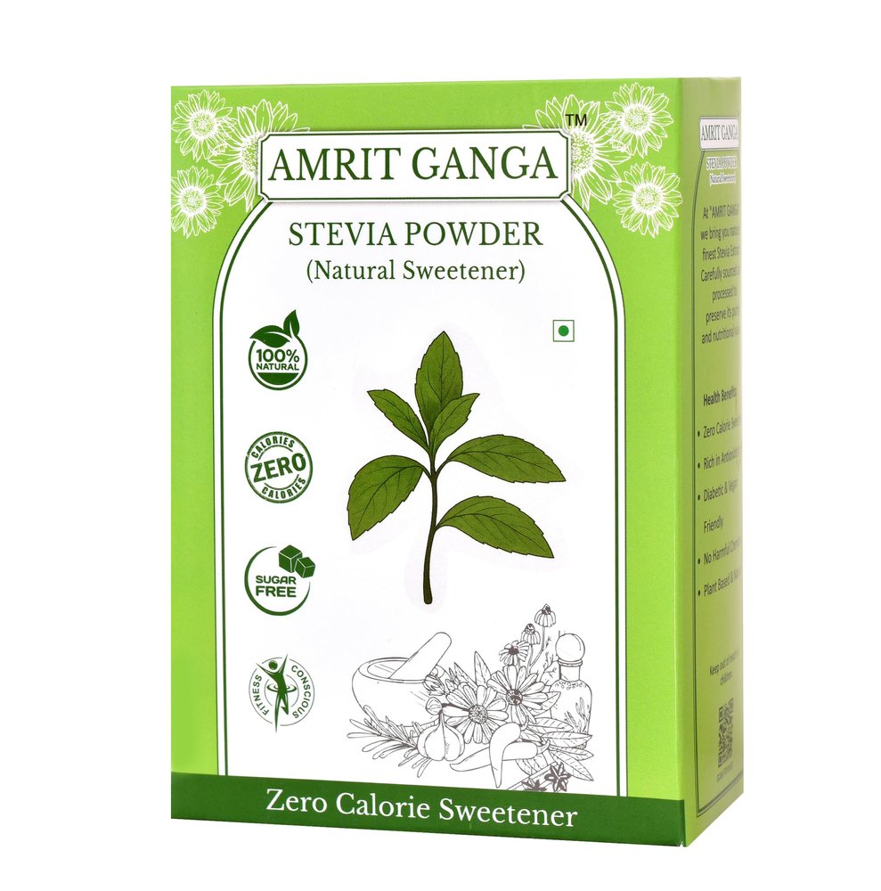 Amrit Ganga Stevia Powder 400g | 100% Natural Plant-Based Sweetener | Zero Calorie & Sugar-Free Substitute | Keto, Diabetic Friendly | Ideal for Tea, Coffee & Baking