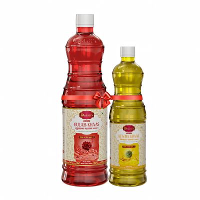 Dadaji's Sharbat -COMBOPACK - Delicious Refreshing Syrup for Beverages & Desserts | Natural Flavor for a Perfect Summer Drink (750ML + 400ML, Gulab And Kewra)