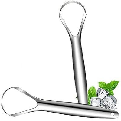 COZORA 2 Pcs Stainless Steel Tongue Cleaner Scraper with Case Medical Grade Tongue Scrapers for Adults And Kids Removes Bad Breath, Promotes Oral Hygiene And Fresher Breath