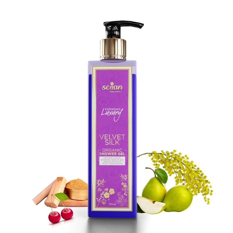 Aura By Sciian Japanese Cherry Blossom Shower Body Wash Gel 250ml | 97.5% Organic | Paraben & Sulphate Free | Moisturizing Bodywash Wash Dry Skin For Men and Women | Moisture and Nourish the Skin