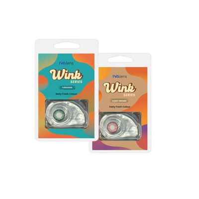 Ivalens Daily Fresh Color Contact Lens | Wink Series | Sandy Brown & Turquoise Combo Pack | 0 Power Dailies | 2 Lens per Box | Comfortable & Natural Eye Color Change